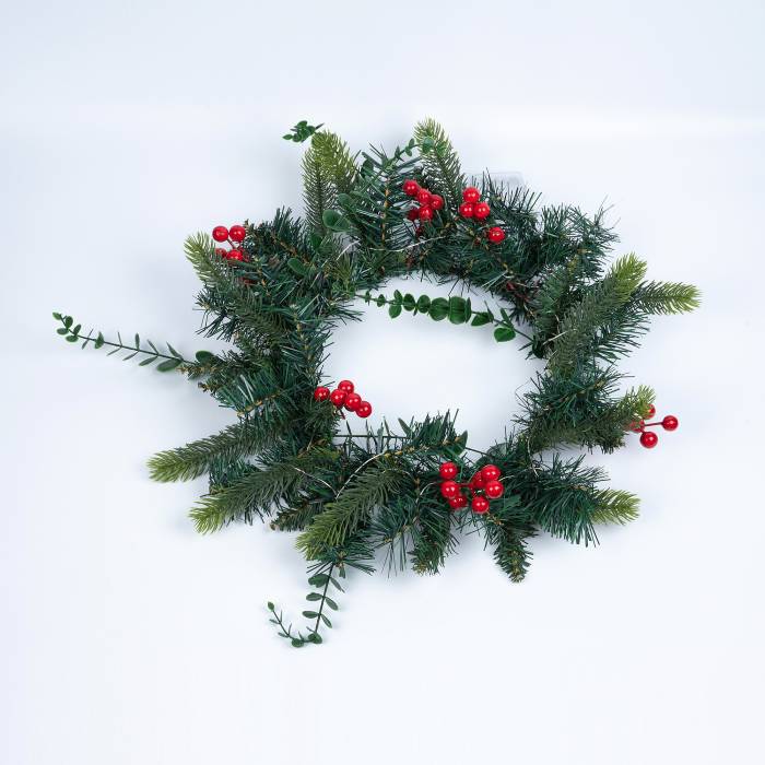 Новогоднее украшение Uniel ULD-T4040-020/SNA/3AA WARM WHITE IP20 WREATH