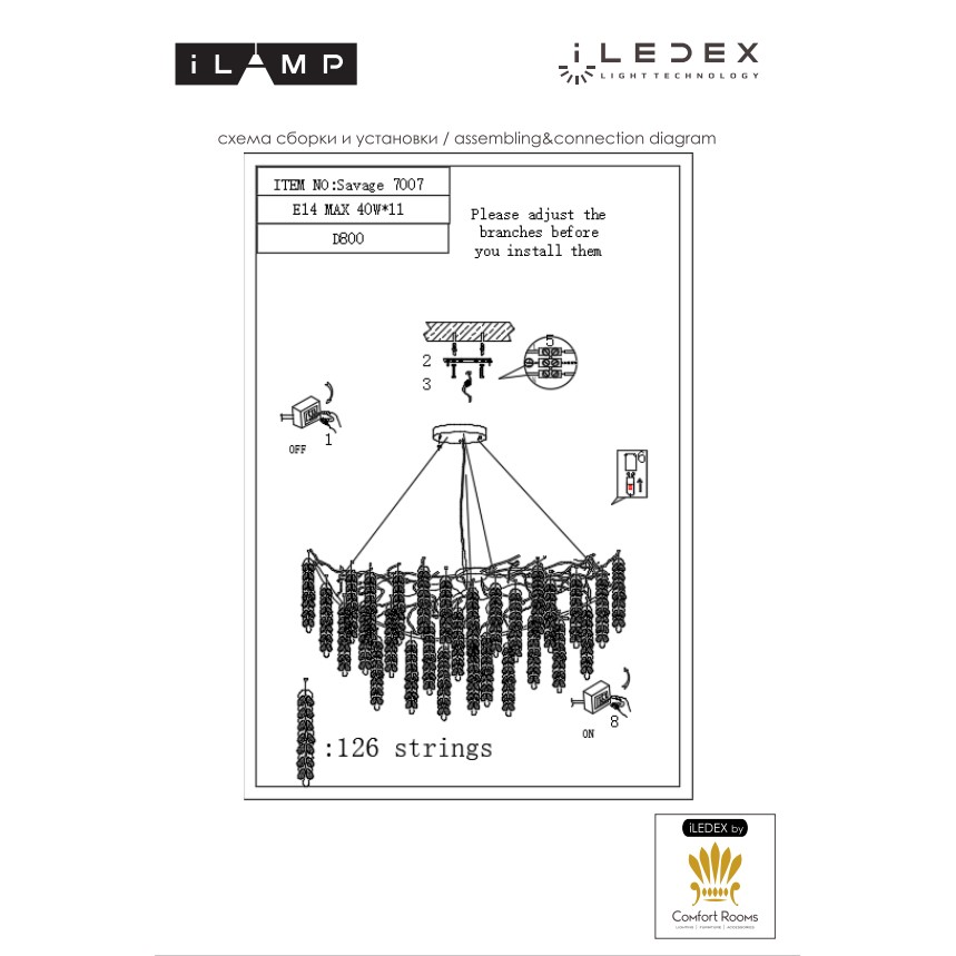 Подвесная люстра iLamp Savage 7007-D800 GD