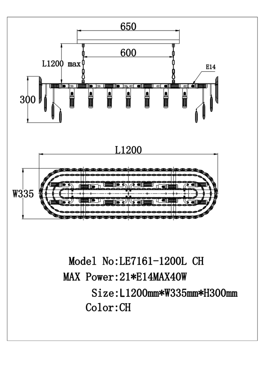 Подвесная люстра LEON Jacqueline LE7161/1200L CH