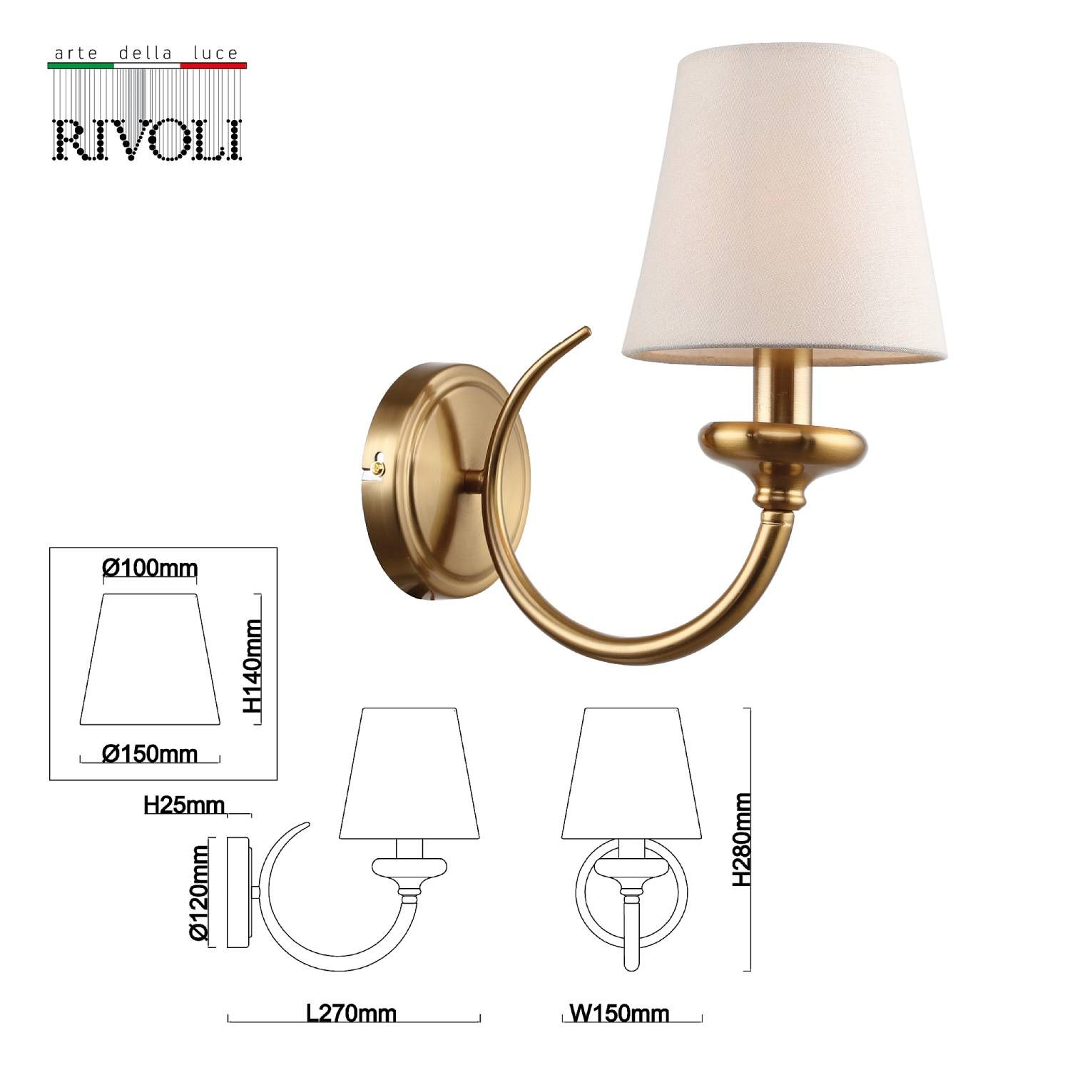 Настенное бра Rivoli Carissa 2073-401 Настенное бра Rivoli Carissa 2073-401