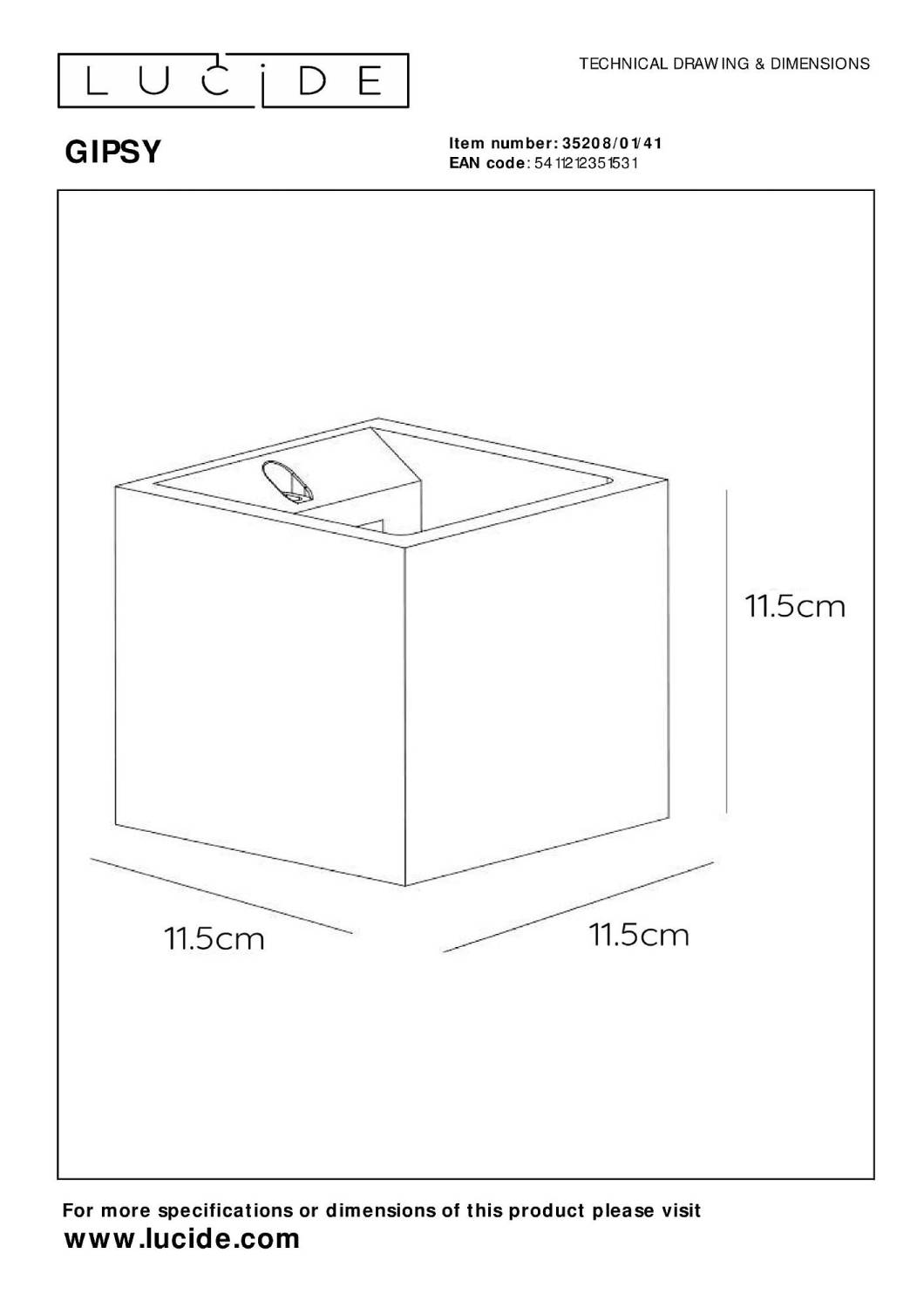 Настенное бра Lucide Gipsy 35208/01/41