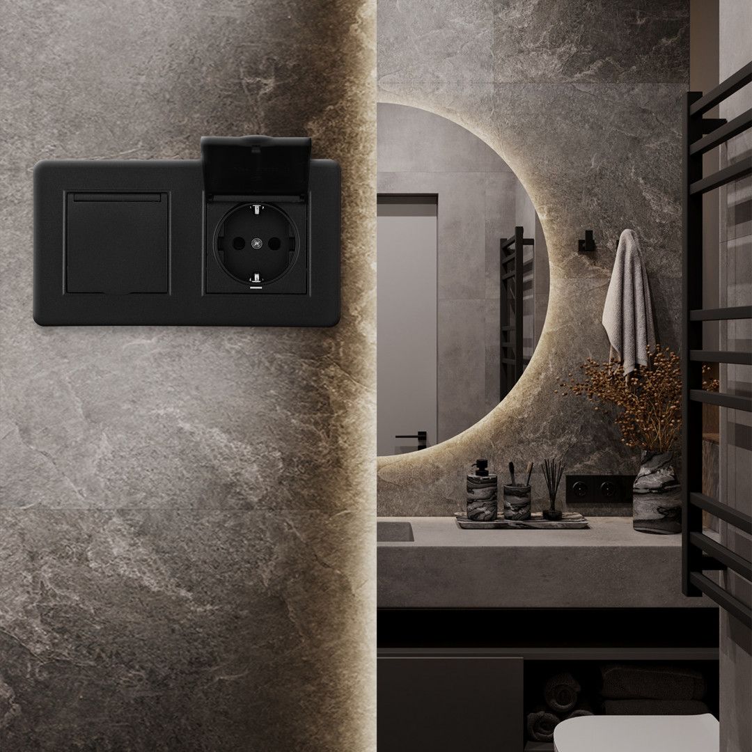 Розетка Arte Milano Set16-2 SET16-2-41-1x2 black