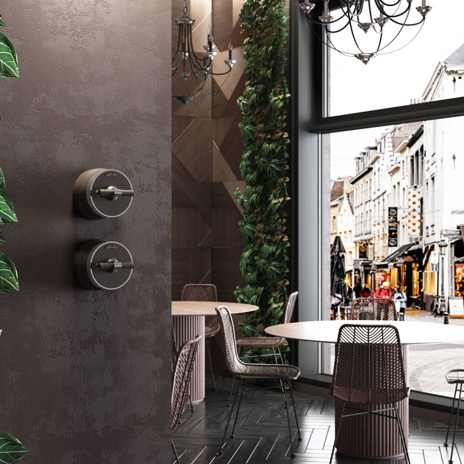 Выключатель Werkel W5822052/ Выключатель на 4 положения двухклавишный Vintage (мокко матовый/хром)