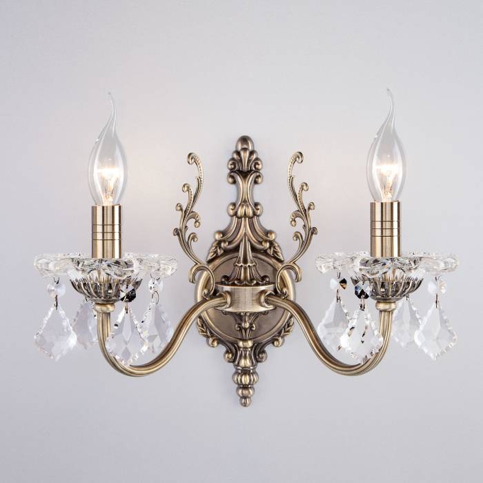 Настенное бра Eurosvet Elisha 3281/2 античная бронза/прозрачный хрусталь Strotskis
