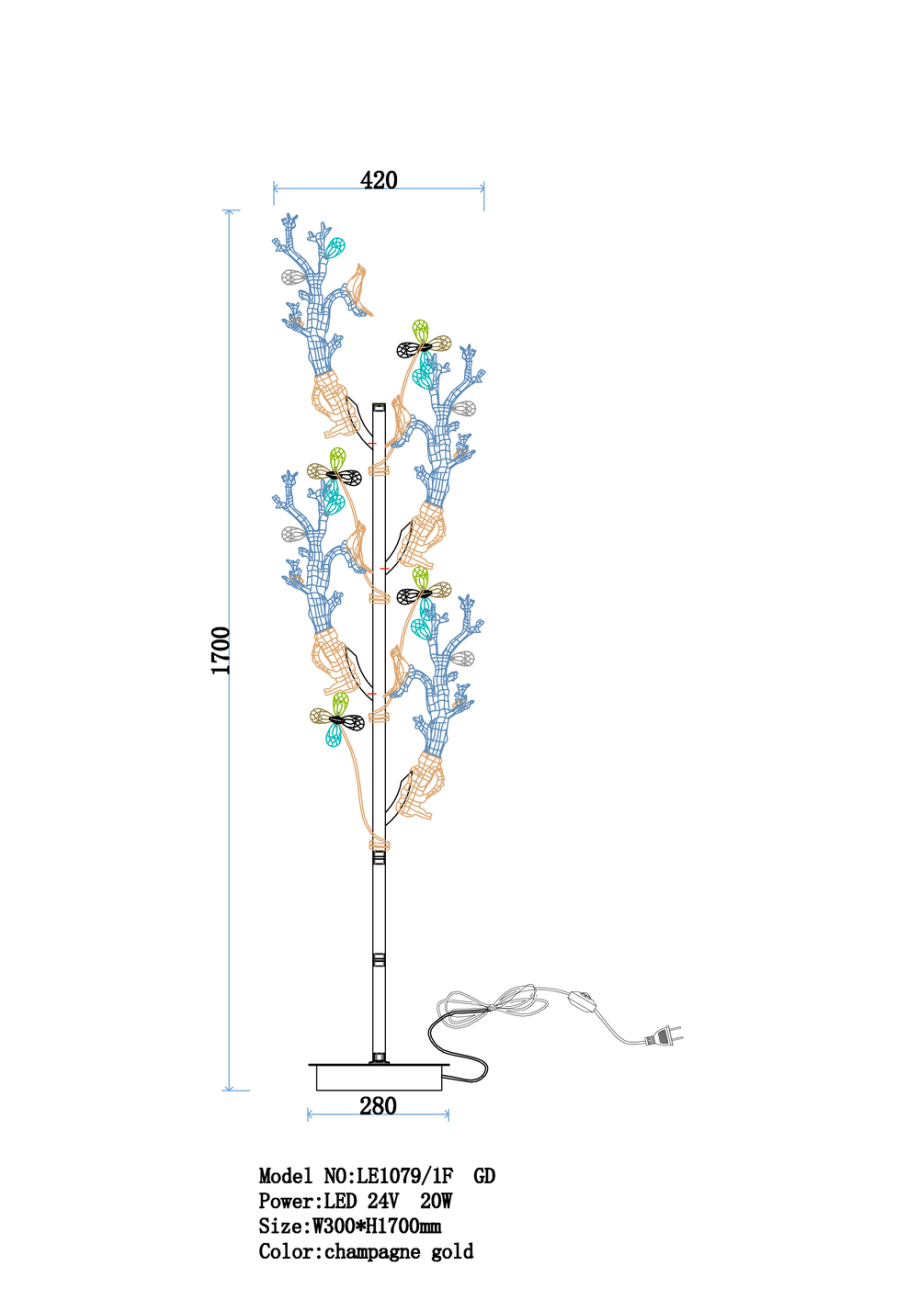 Торшер LEON Estelle LE1079/1F GD