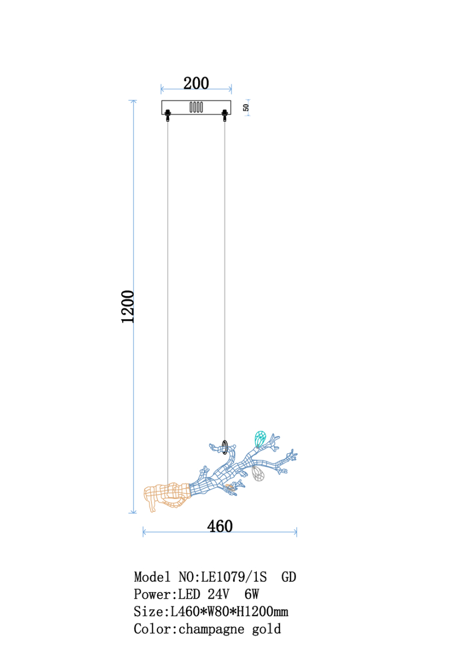 Светильник подвесной LEON Estelle LE1079/1S GD