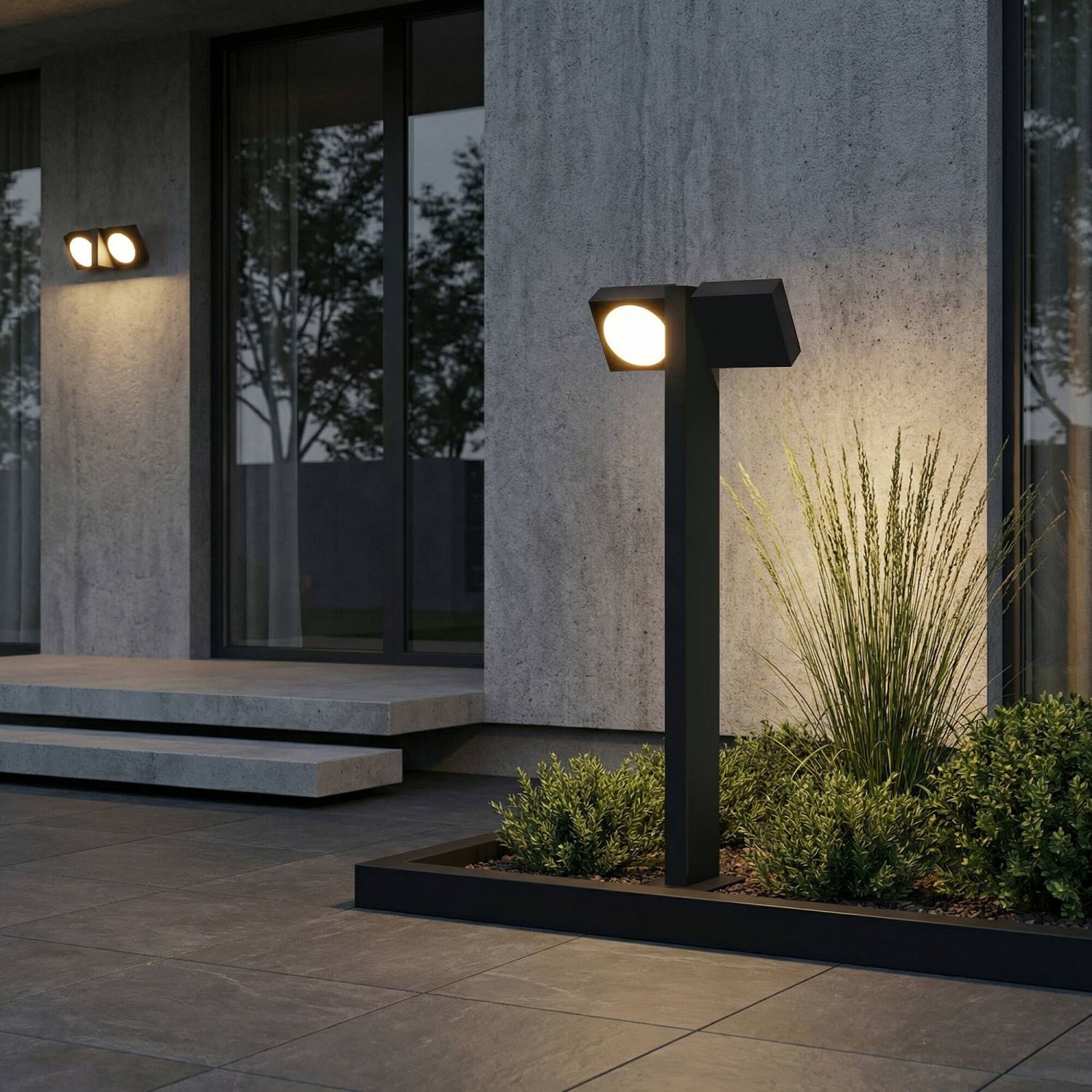 Уличный наземный светильник Elektrostandard Twin Twin 3000K черный (35170/F)