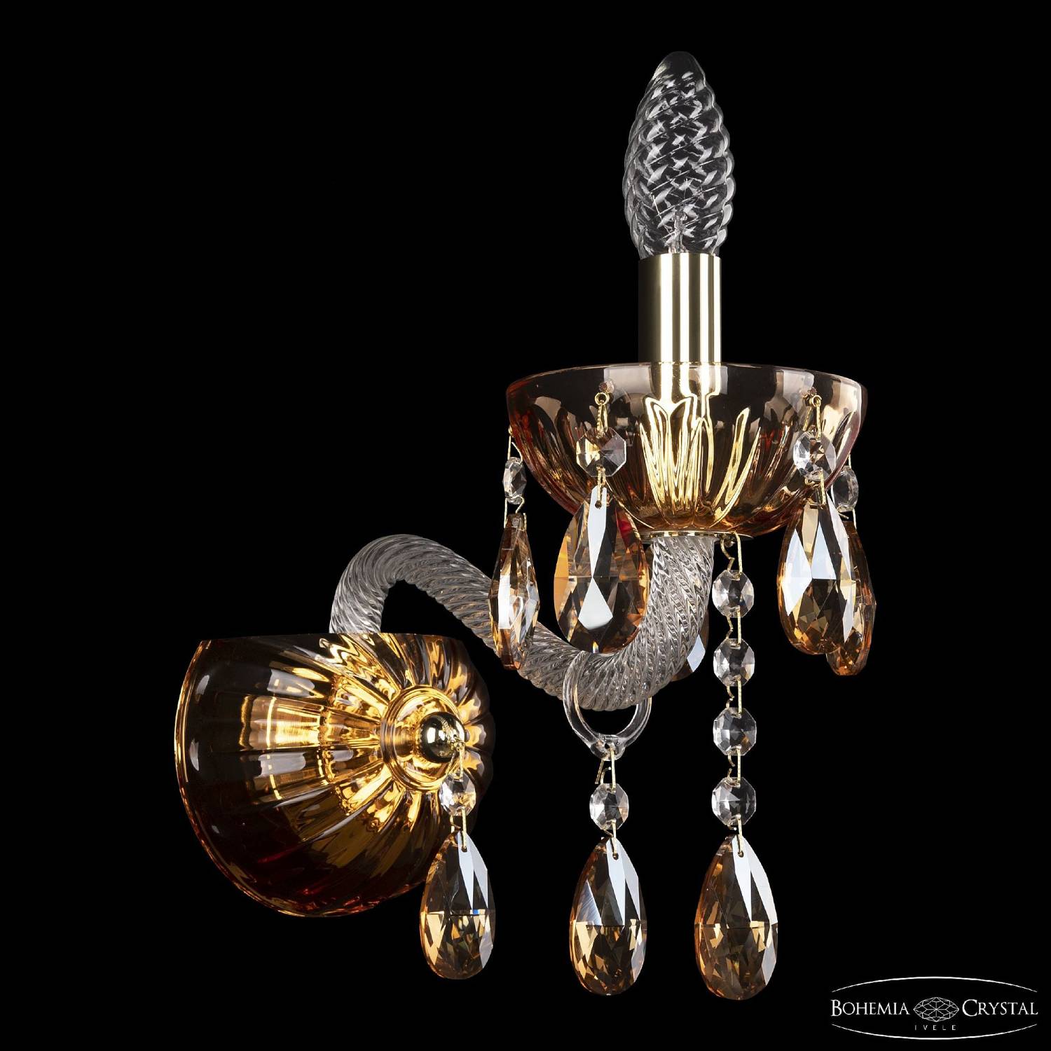 Настенное бра Bohemia 5413 5413B/1/165 G Amber/M-1H K721