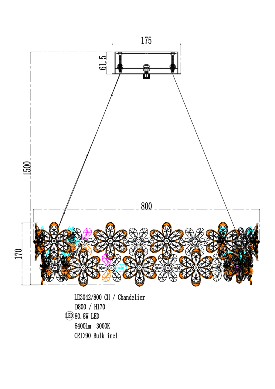 Подвесная люстра LEON Agathe LE3042/800 CH