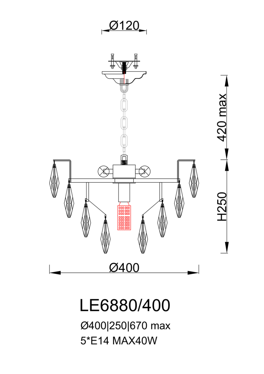 Подвесная люстра LEON Melanie LE6880/400 GD