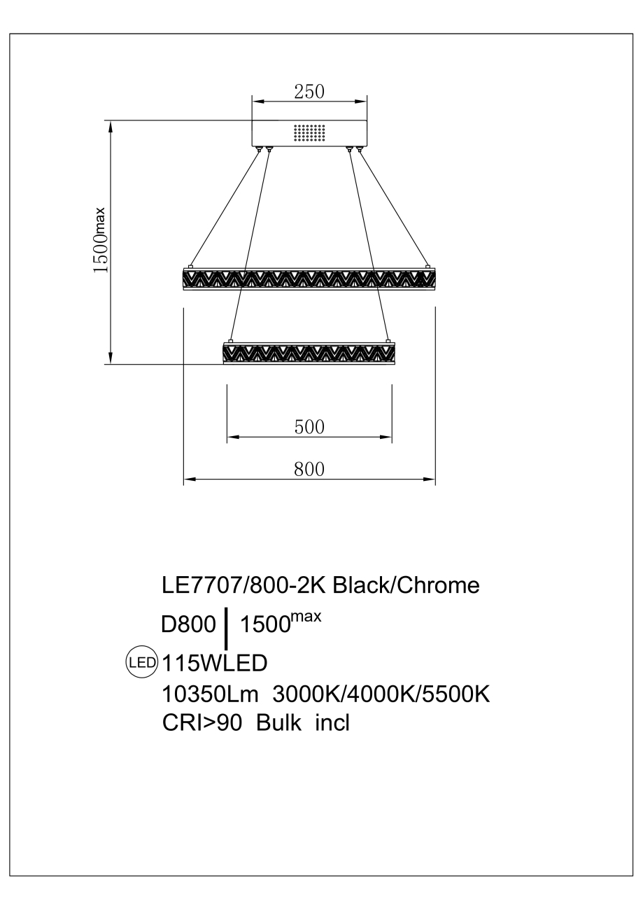 Подвесная люстра LEON Aida LE7707/800-2K Black Chrome