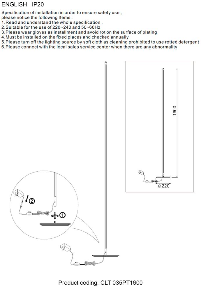 Торшер Crystal Lux Clt 035 CLT 035PT1600 GO