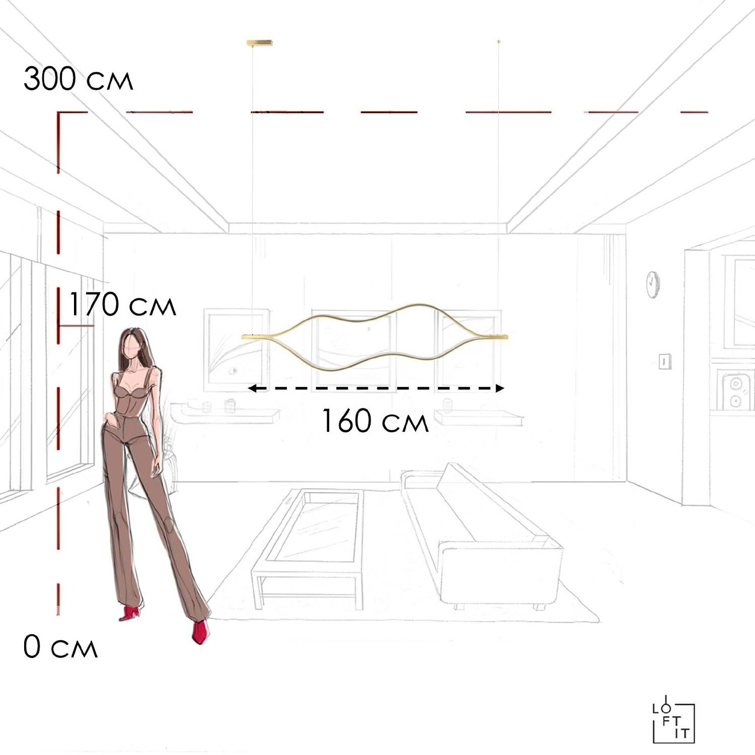 Подвесная люстра Loft It Tape Light 10403/1600 AB