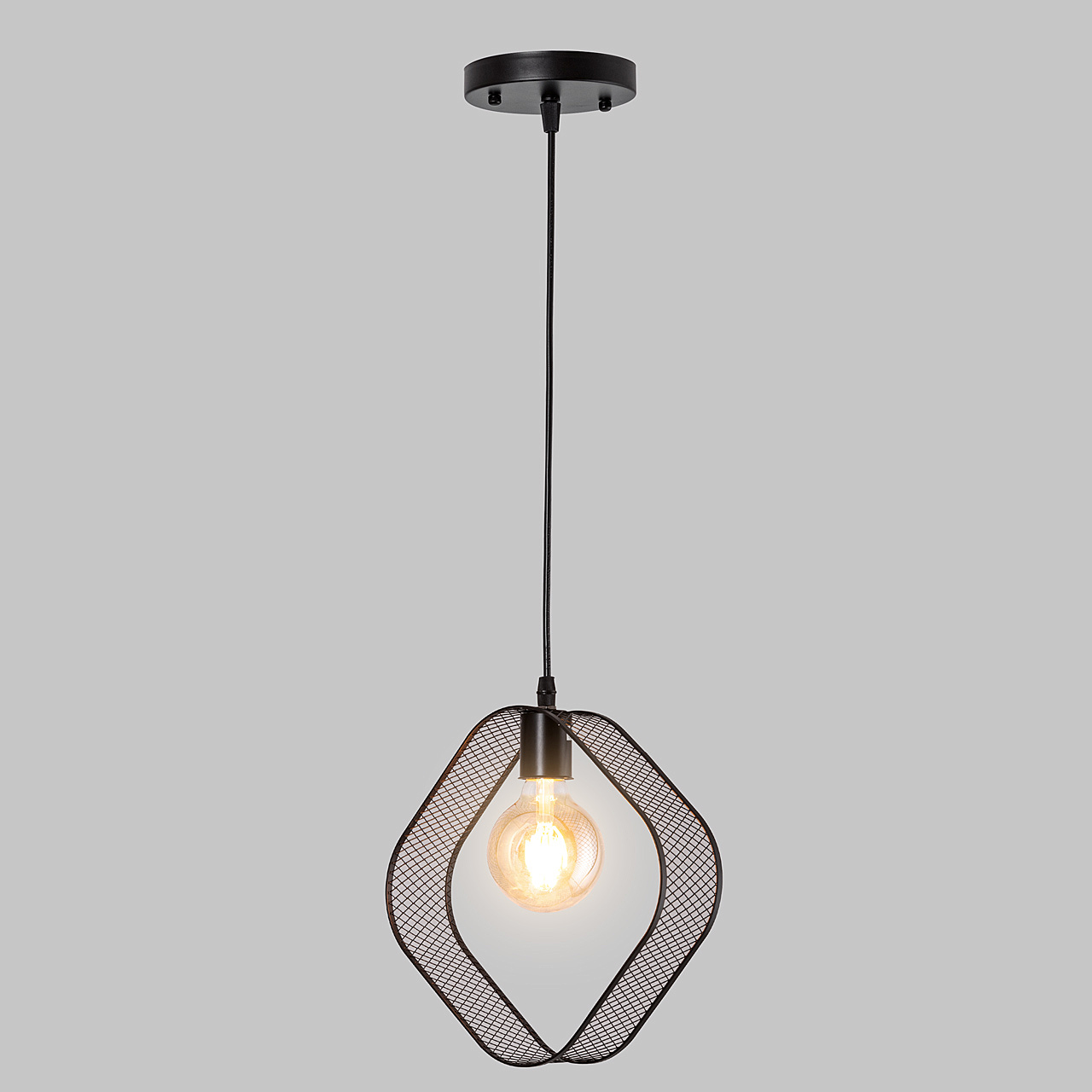 Люстра подвесная, 1*Е27, черный, форма квадрат MD.5575-1-P-BK-VB