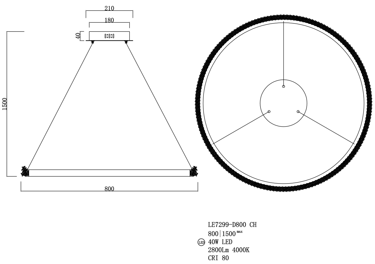 Подвесная люстра LEON Yvet LE7299-D800 CH