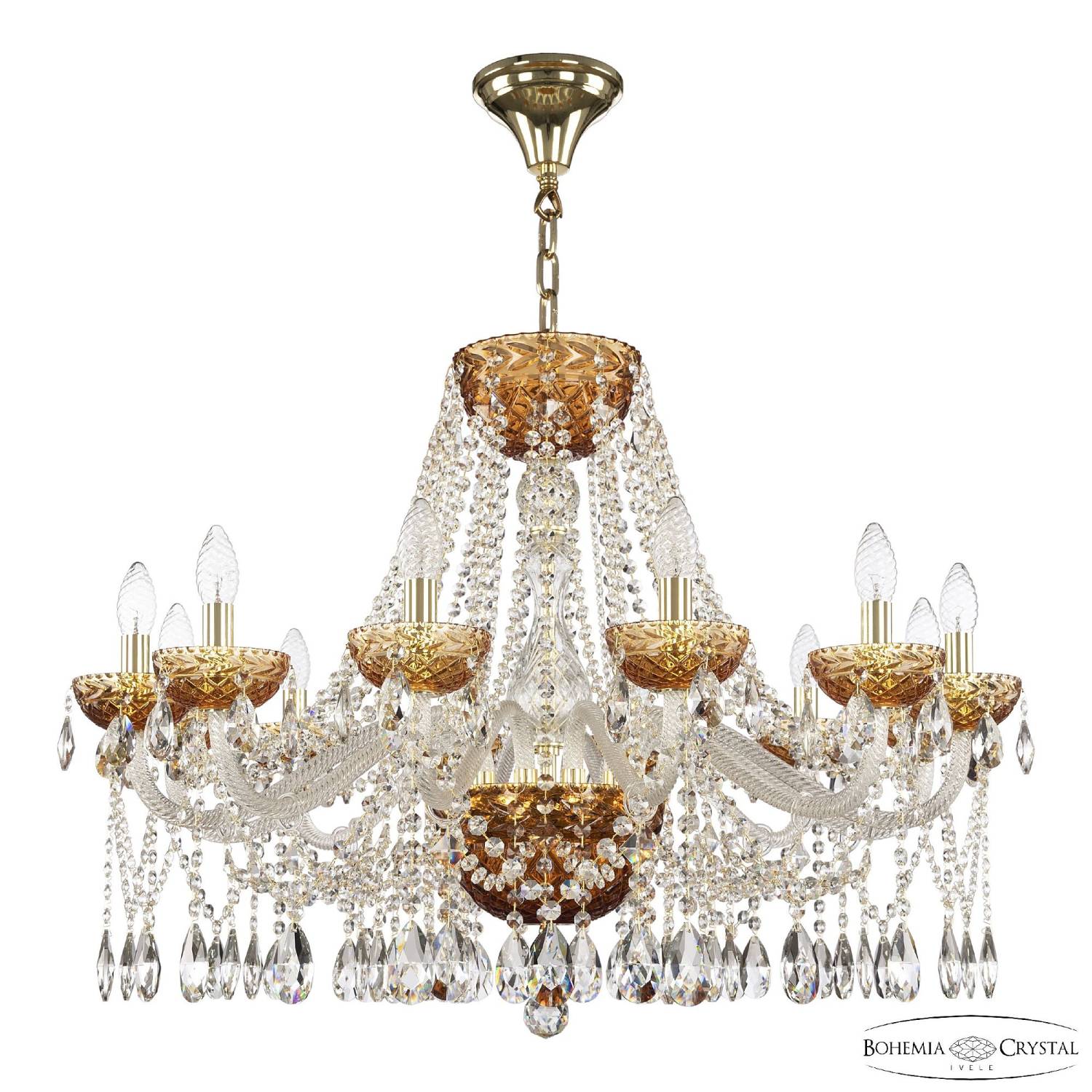 Подвесная люстра Bohemia 5413 5413/12/300 G Amber/M-1F