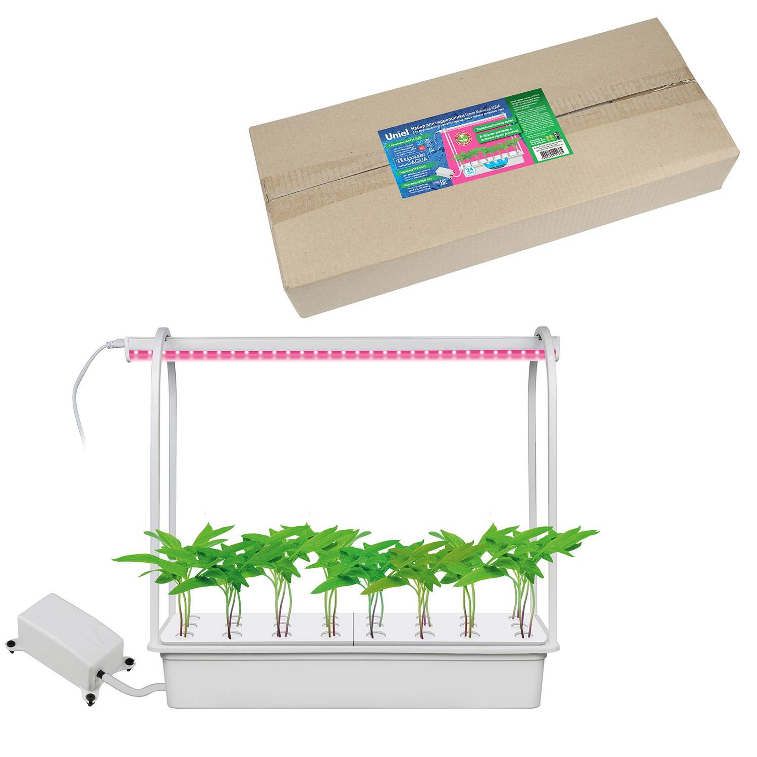 Набор для гидропоники Минисад AQUA Uniel ULT-P44A-10W/SPSB IP40 AQUA WHITE