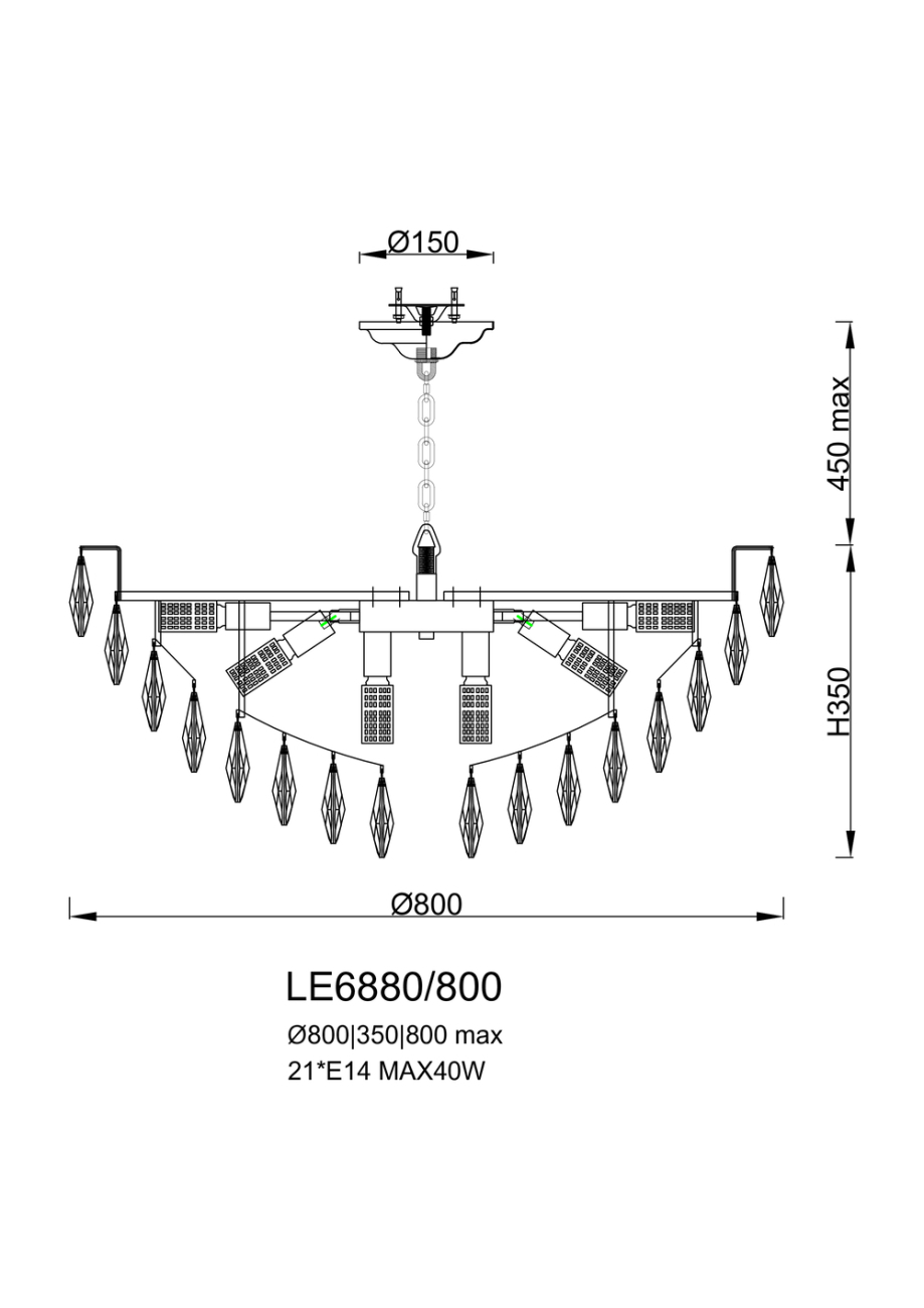 Подвесная люстра LEON Melanie LE6880/800 GD