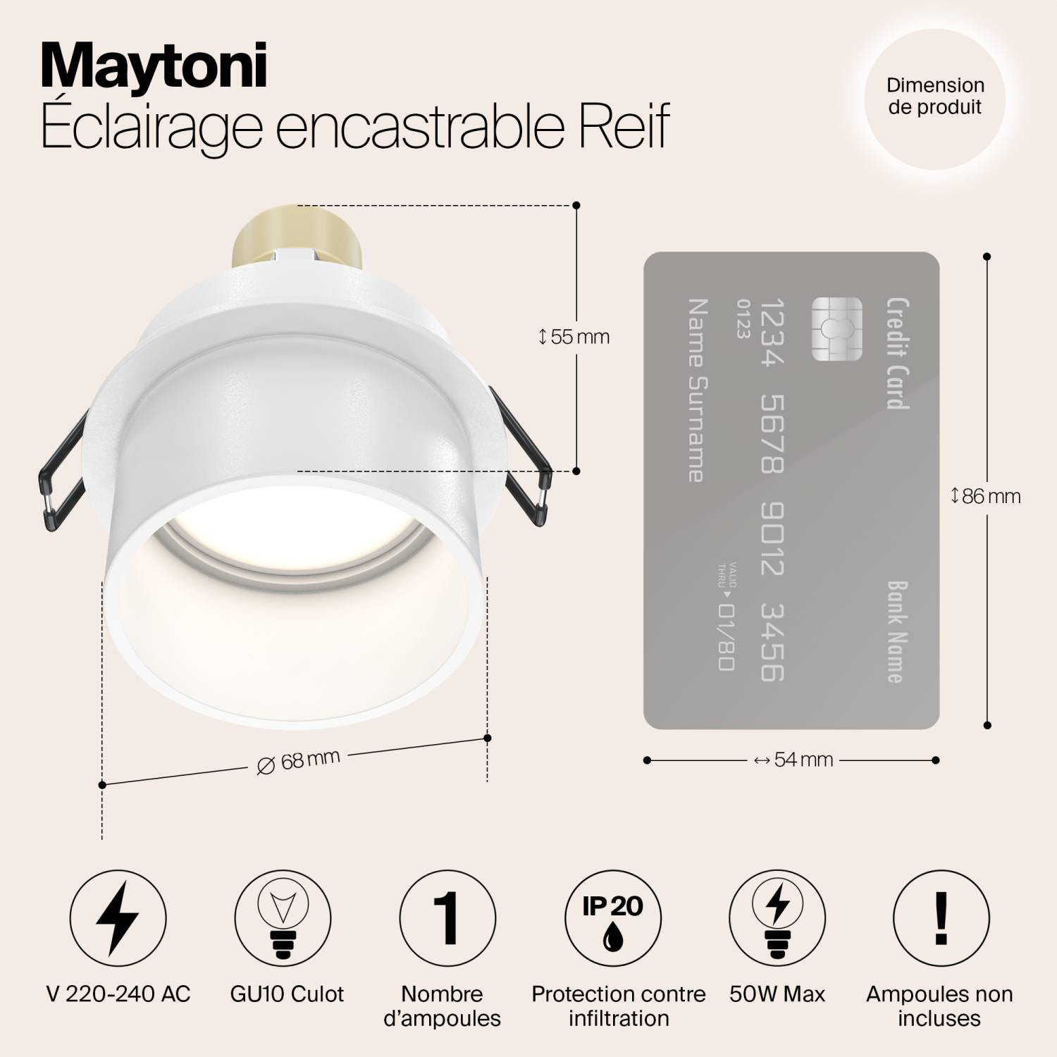 Встраиваемый светильник Maytoni Reif DL050-01W