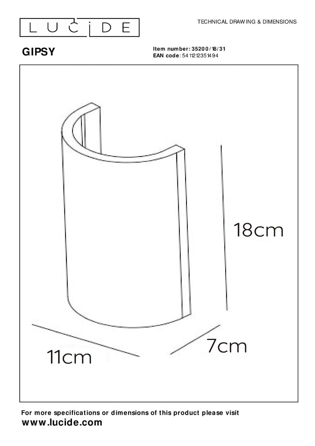 Настенное бра Lucide Gipsy 35200/18/31