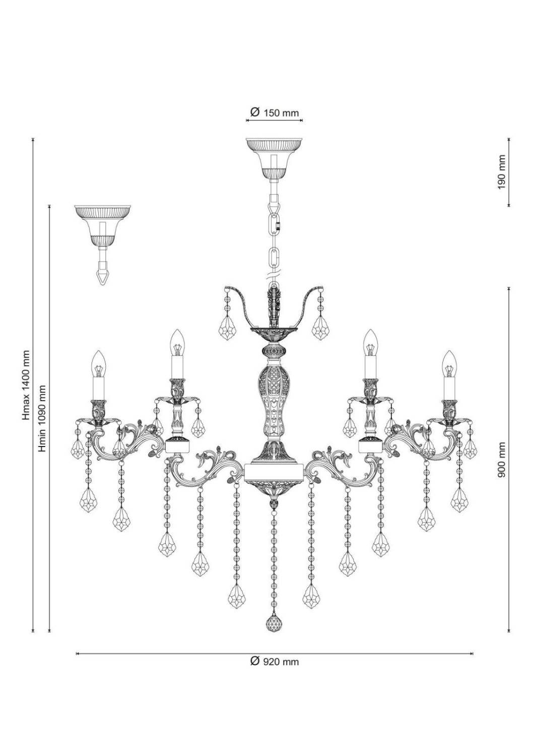 Подвесная хрустальная люстра Barletta Lucia Tucci BARLETTA 122.12.6 antique