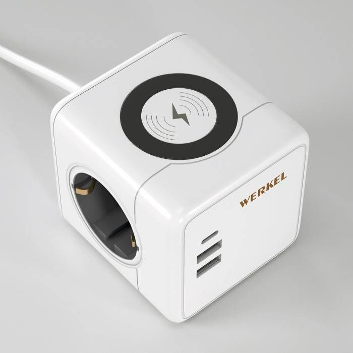 Werkel W6513501/ Розеточный блок 3-местный + 3 USB + беспроводная зарядка