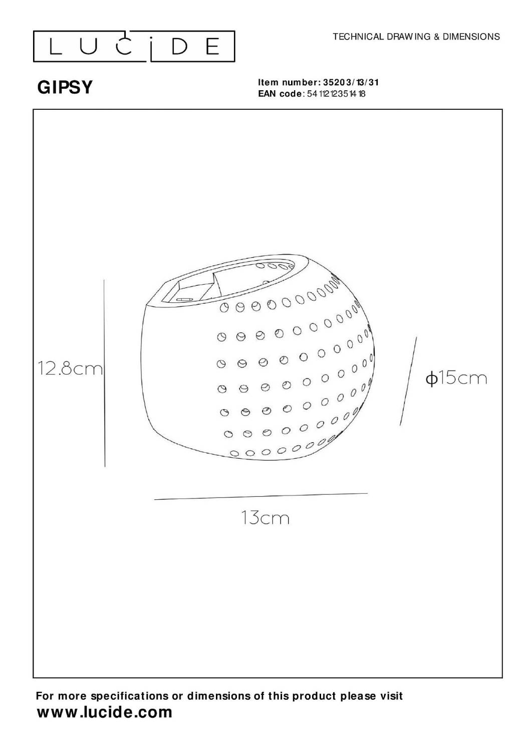Настенное бра Lucide Gipsy 35203/13/31