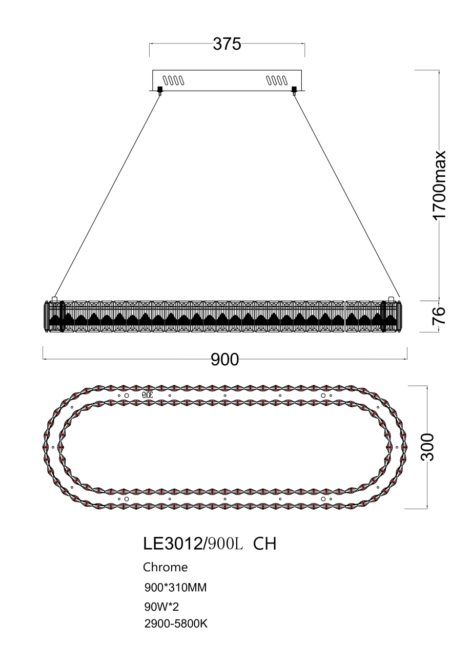 Подвесная люстра LEON Delaina LE3012/900L CH