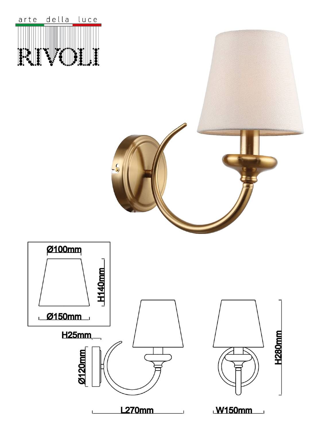 Настенное бра Rivoli Carissa 2073-401 Настенное бра Rivoli Carissa 2073-401