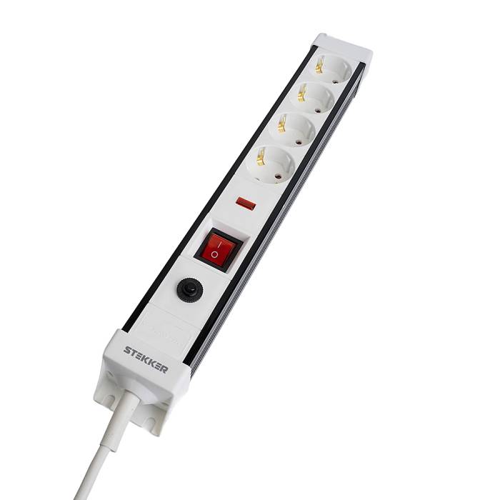 Сетевой фильтр 4-местный с/з 3x1мм2, 5 м, Stekker Techno 50149