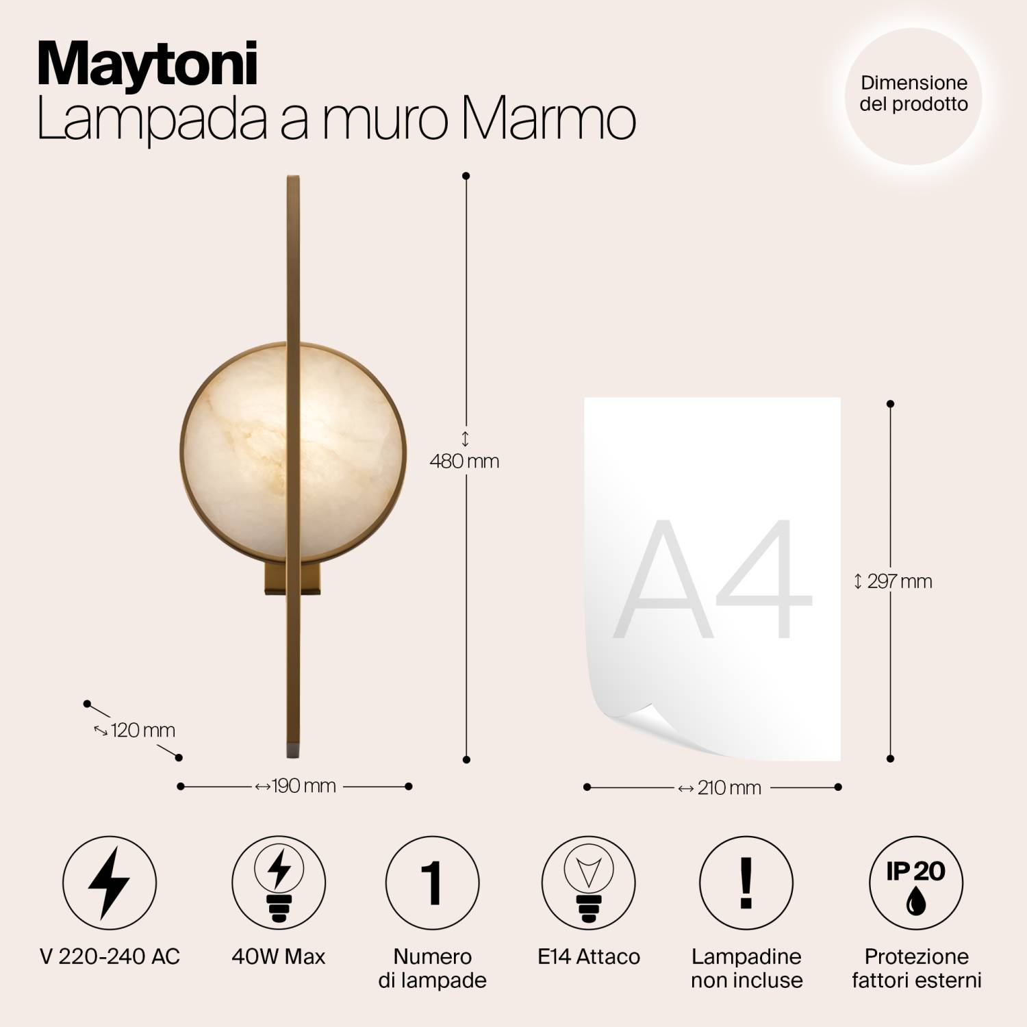 Настенное бра Maytoni Marmo MOD099WL-01G