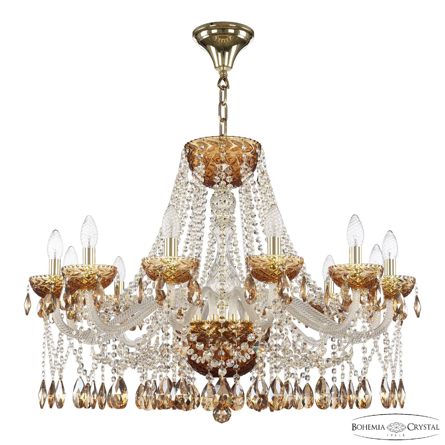 Подвесная люстра Bohemia 5413 5413/12/300 G Amber/M-1F K721