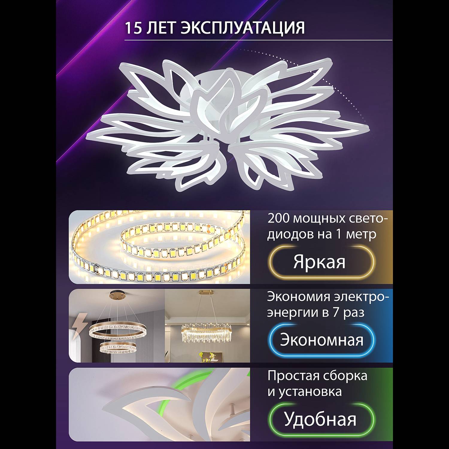 Потолочная люстра Natali Kovaltseva Rif LED LAMPS 81118/7C