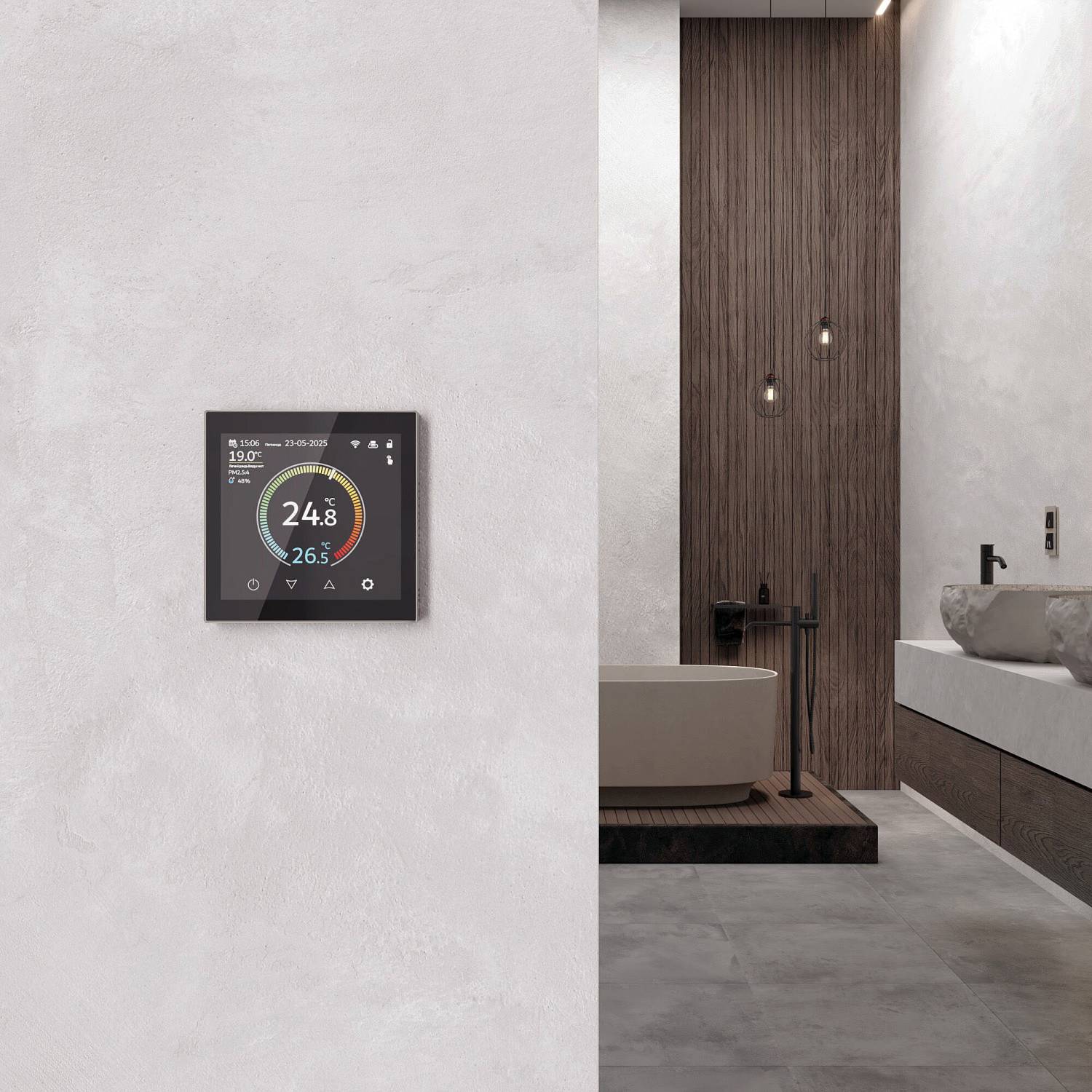 Терморегулятор Werkel Сенсорные механизмы дымчатый W1851104/ Умный сенсорный терморегулятор с LCD дисплеем (дымчатый)