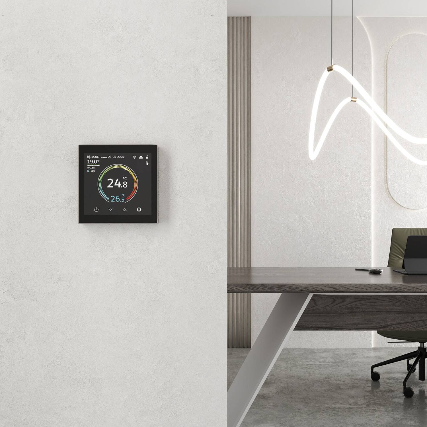 Терморегулятор Werkel Сенсорные механизмы дымчатый W1851104/ Умный сенсорный терморегулятор с LCD дисплеем (дымчатый)