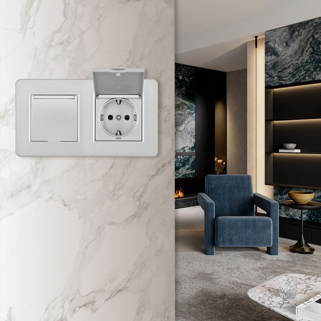 Розетка Arte Milano Set16-2 SET16-2-41-1x2 silver