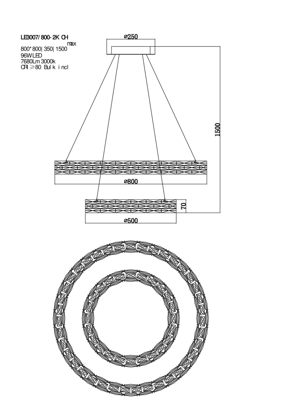 Подвесная люстра LEON Lucie LE3007/800-2K CH