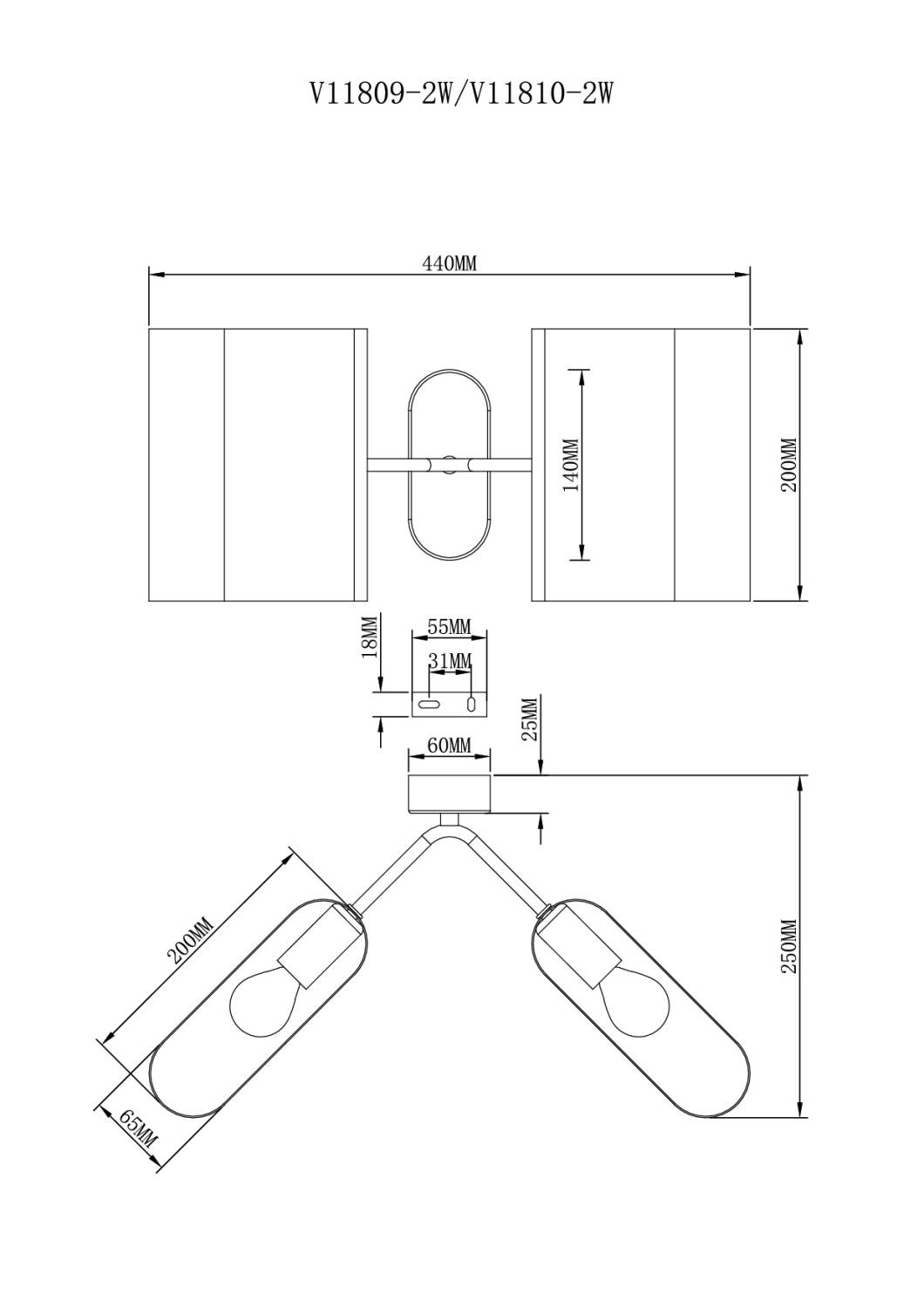 Настенный светильник Moderli Metalicana V11809-2W