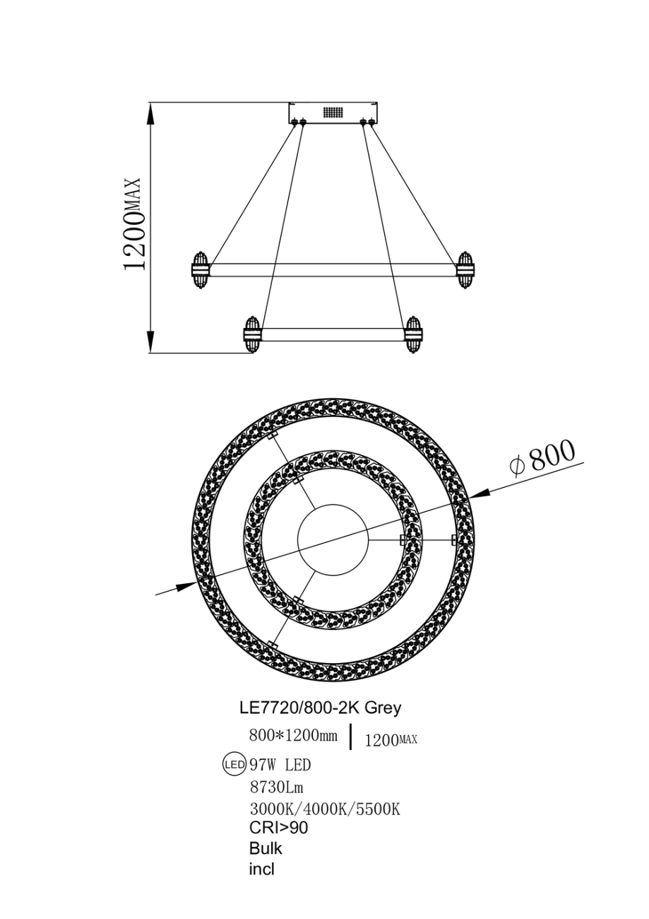 Подвесная люстра LEON Michel LE7720/800-2K Black Chrome