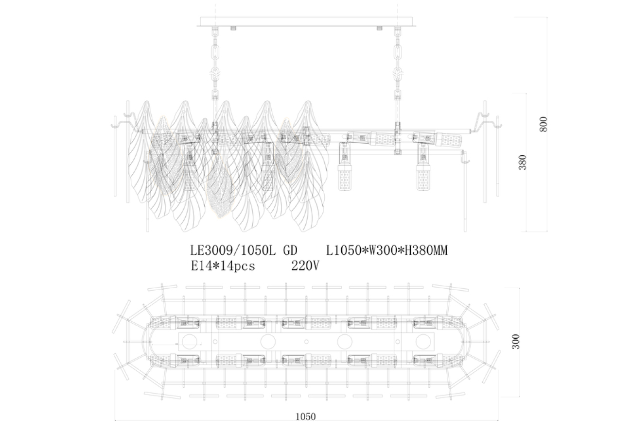 Подвесная люстра LEON Adele LE3009/1050L GD