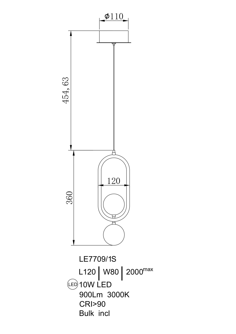 Светильник подвесной LEON Lilith LE7709/1S Black Chrome/Gold