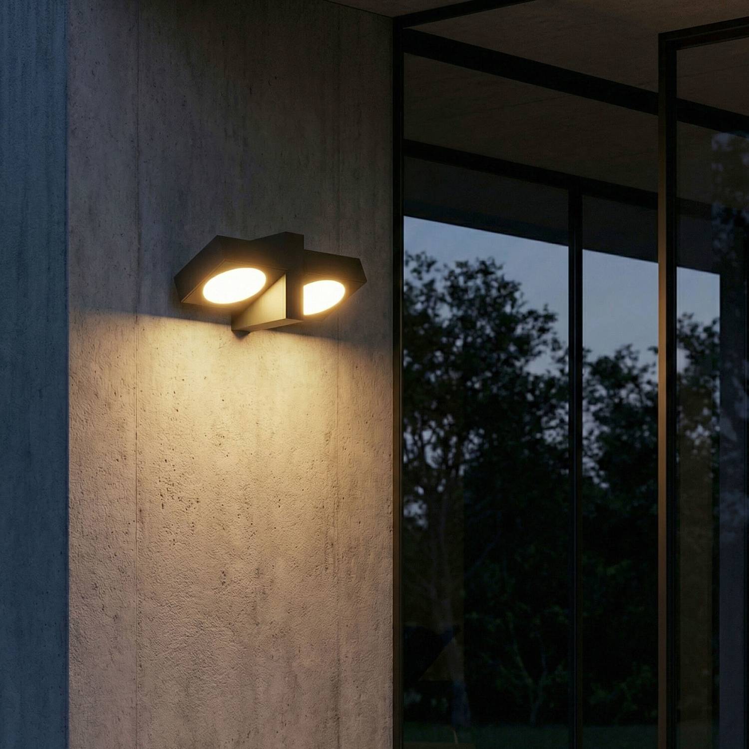 Уличный настенный светильник Elektrostandard Twin Twin 3000K черный (35170/D)