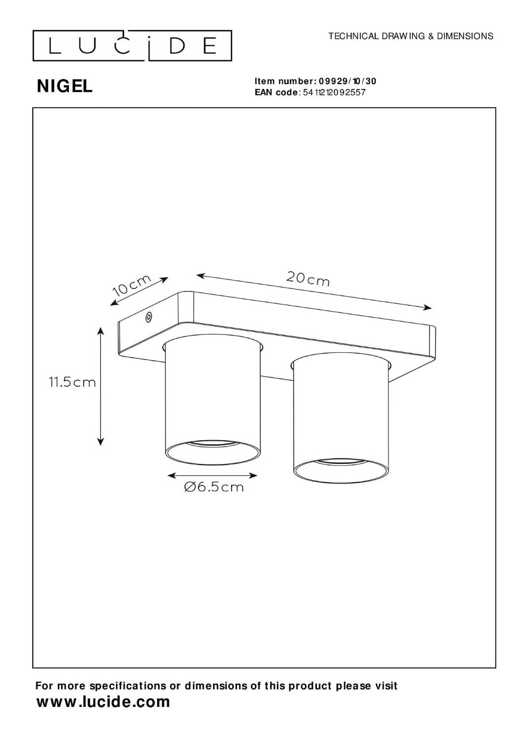 Светильник спот Lucide Nigel 09929/10/30