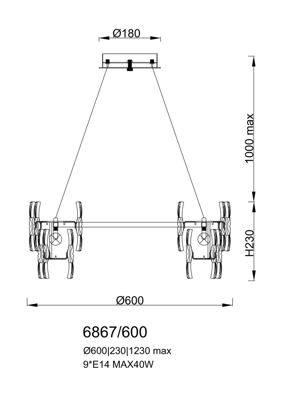 Подвесная люстра LEON Fleur LE6867/600 GD