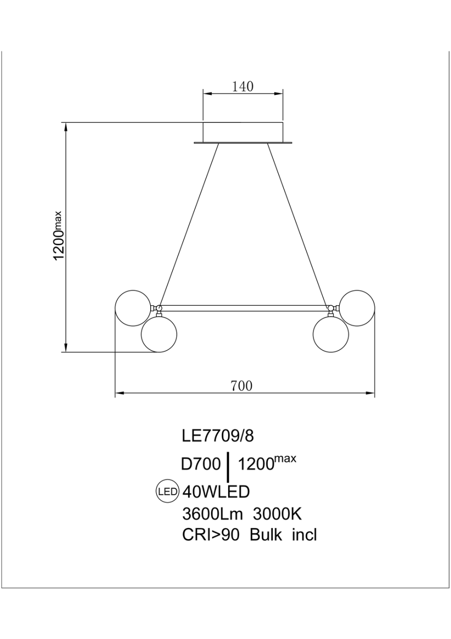 Подвесная люстра LEON Lilith LE7709/8 Black Chrome/Gold