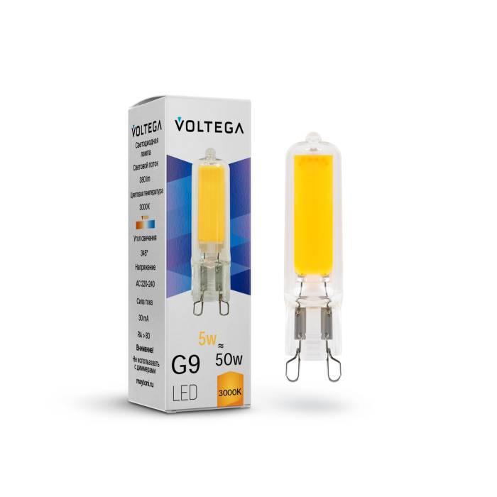 Светодиодные лампочки Voltega 7181 (G9)  (5Вт)  (3000K)  Светодиодные лампочки Voltega 7181 (G9)  (5Вт)  (3000K)