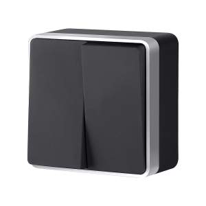 Выключатель Werkel W5020034/ Выключатель двухклавишный Gallant (черный с серебром)