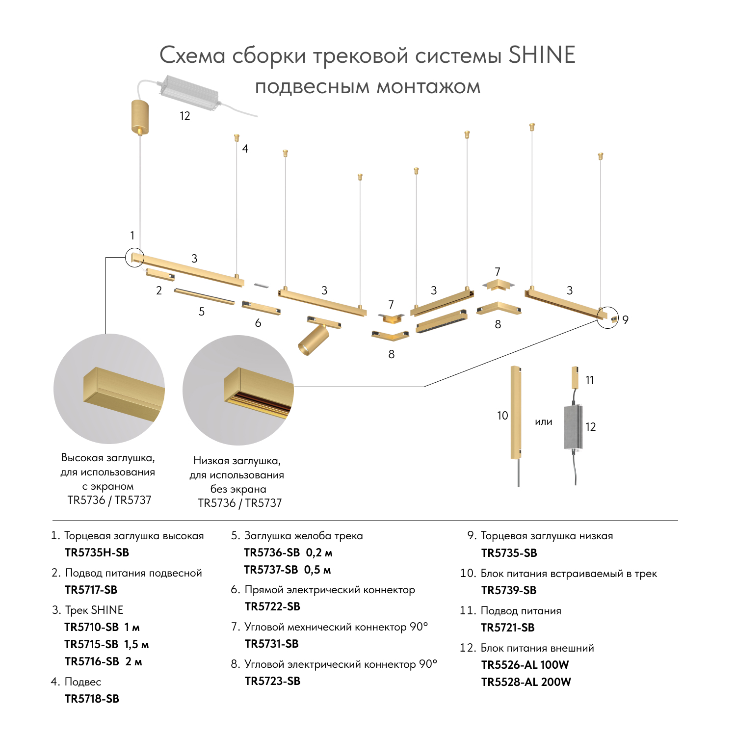 Шинопровод Denkirs Shine base TR5716-SB
