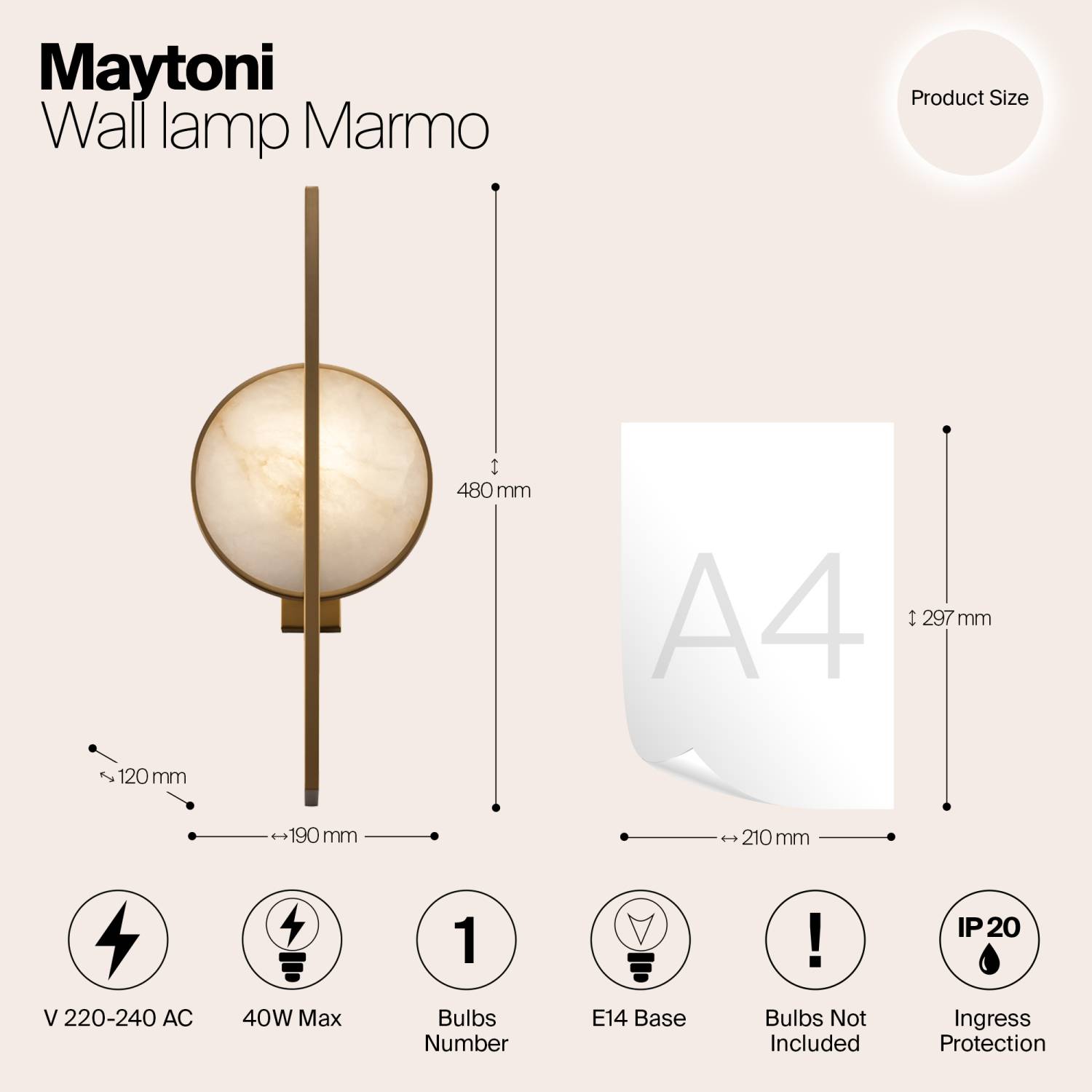 Настенное бра Maytoni Marmo MOD099WL-01G