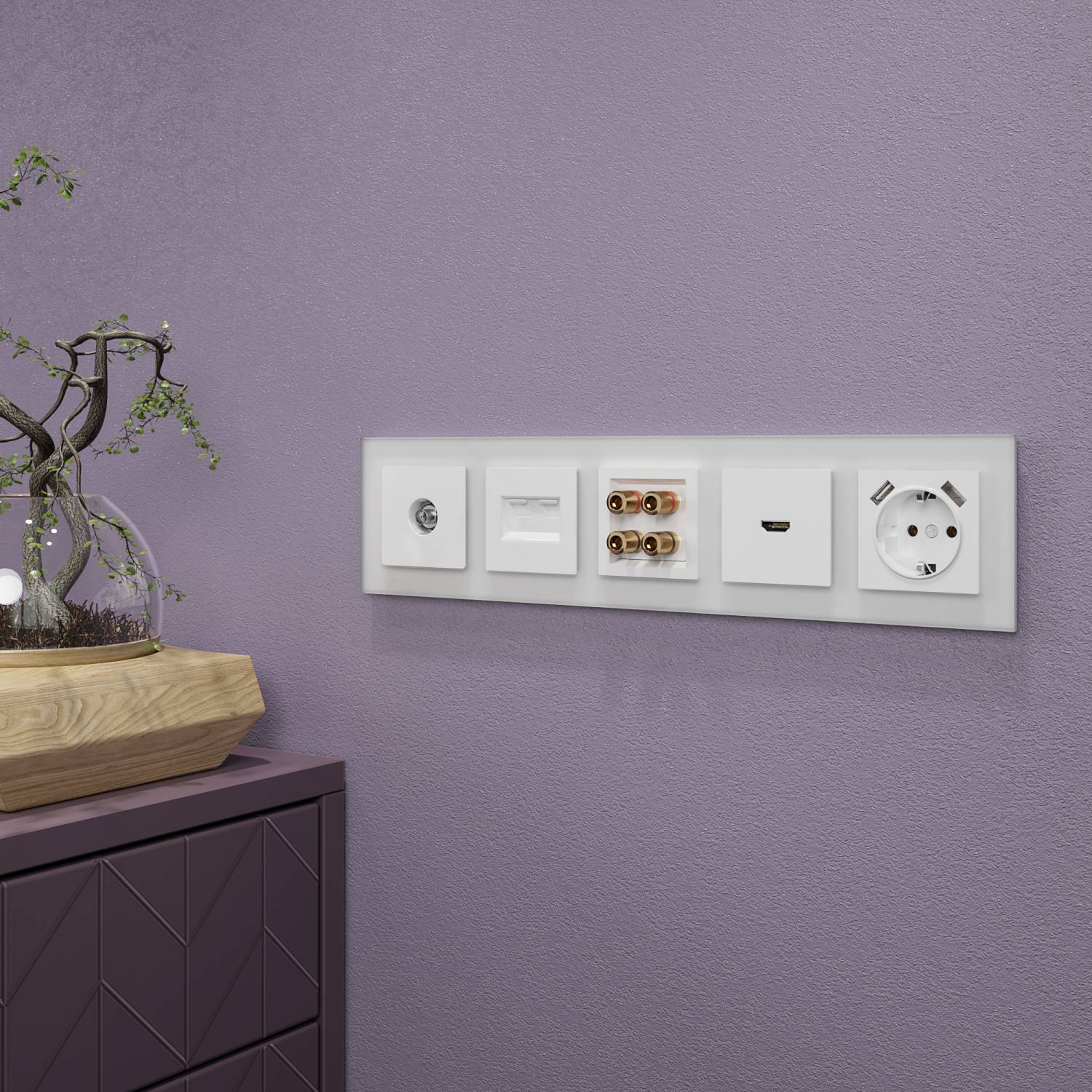 Рамка Werkel W0051105/ Рамка на 5 постов Favorit (белый матовый,стекло)